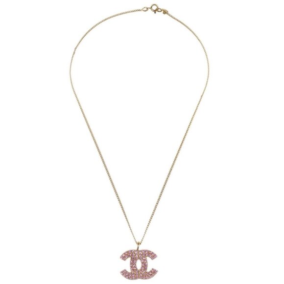 Chanel CC Chain Pendant Necklace Rhinestone Gold 02P 152831 - Picture 2 of 4
